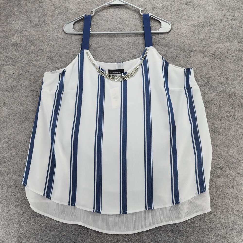 Lane Bryant Shirt Womens 18 Sleeveless Blue Striped